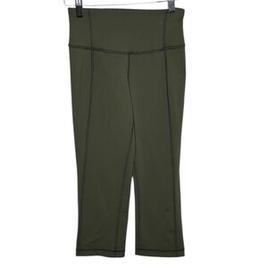 Lululemon Gather & Crow Crop II Fatigue Green High Rise Leggings Women Size 2
